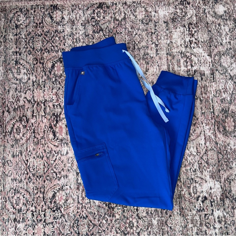 Figs Royal Blue High Waisted Zamora Jogger Scrub Pants - Size Large